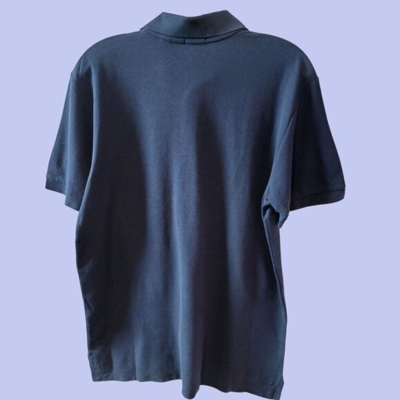 Håndværk Classic Pique Polo Shirt Mens Short Sleeve Navy Blue Size Medium - Picture 4 of 13